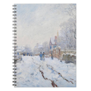 Snowy Village Street Winter Impressionist Notebook