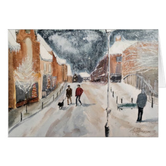 Snowy Village, watercolour