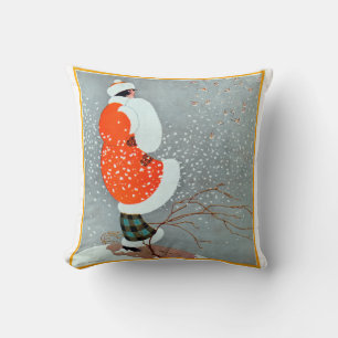 Snowy Vintage 1920s Throw Pillow