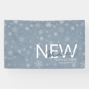 Snowy Watercolor Blue New Winter Collection Banner