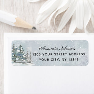 Snowy Watercolor Fir Trees in Winter