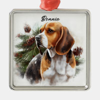 SNOWY WATERCOLOR TRI-COLORED BEAGLE DOG