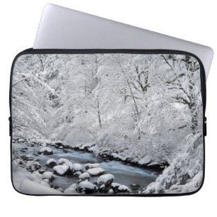 Snowy white creek scenic, Oregon Laptop Sleeve