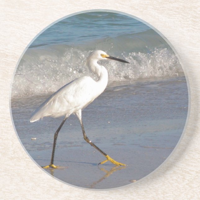 Snowy White Egret Coaster (Front)