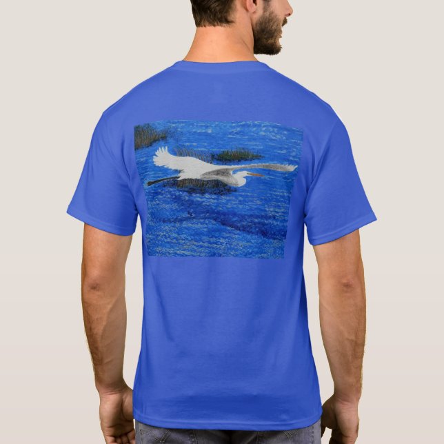 Snowy white egret  T-Shirt (Back)
