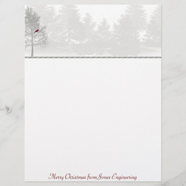 Snowy White Forest with Red Cardinal (Front)