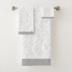 Snowy White Holiday Trees  Bath Towel Set