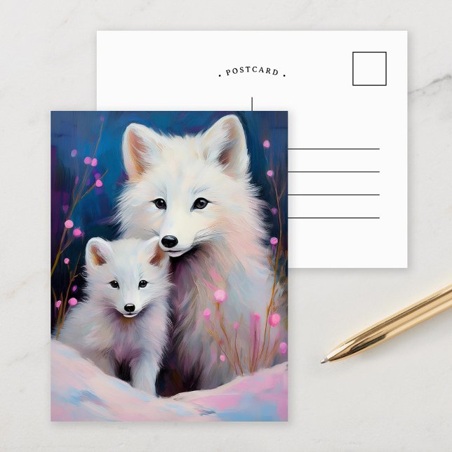 Snowy Winter Arctic Fox Modern Art Postcard (Creator Uploaded)