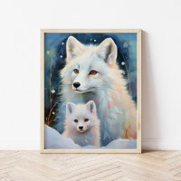 Snowy Winter Arctic Fox Modern Art