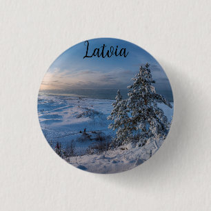 Snowy winter Baltic sea coast 1 Inch Round Button