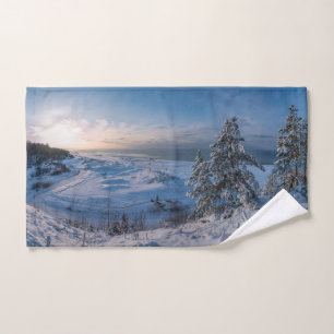 Snowy winter Baltic sea coast Bath Towel Set