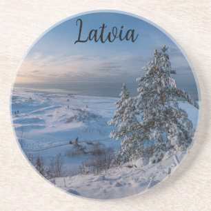 Snowy winter Baltic sea coast Coaster
