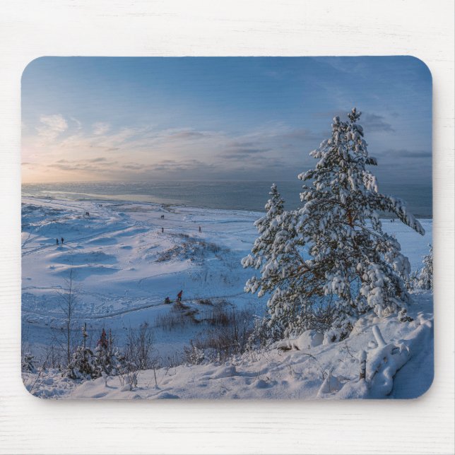 Snowy winter Baltic sea coast Mouse Pad (Front)