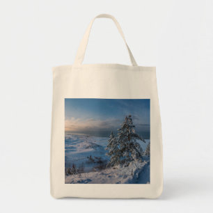 Snowy winter Baltic sea coast Tote Bag