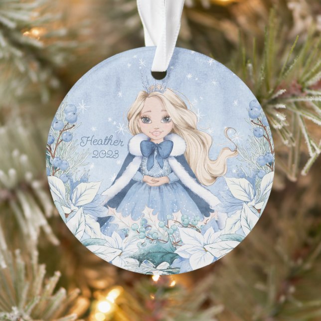 Snowy Winter Blonde Princess  Ornament (Tree)