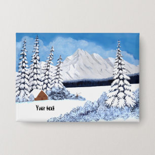 Snowy Winter Button With Customizable Text