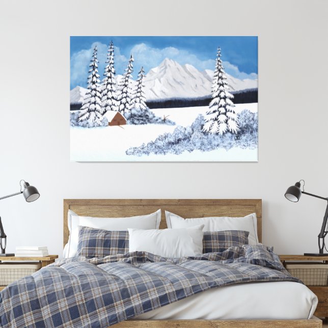 Snowy Winter Canvas Print (Insitu(Bedroom))