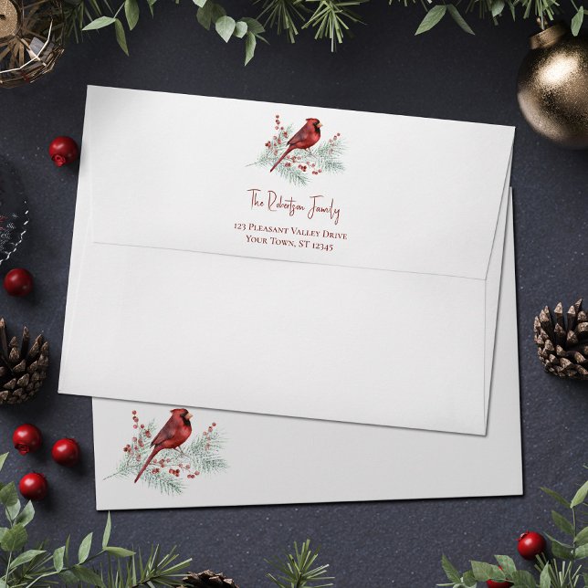 Snowy Winter Cardinal Christmas Holiday Envelope (Creator Uploaded)