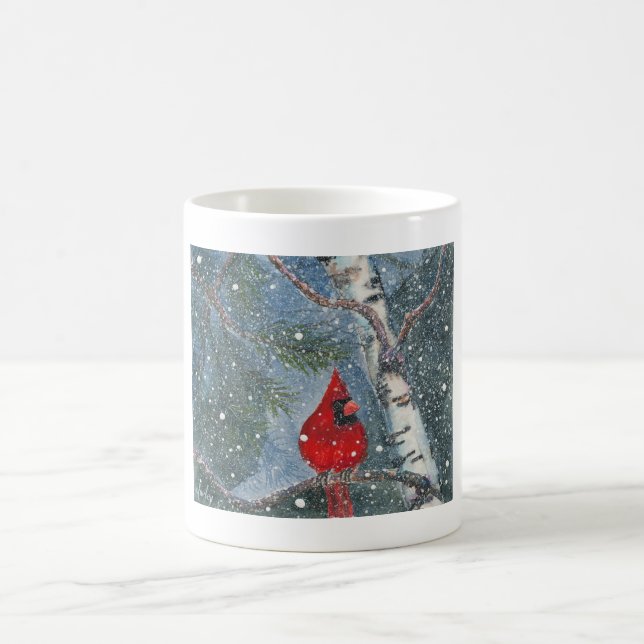 Snowy Winter Cardinal Coffee Mug (Center)