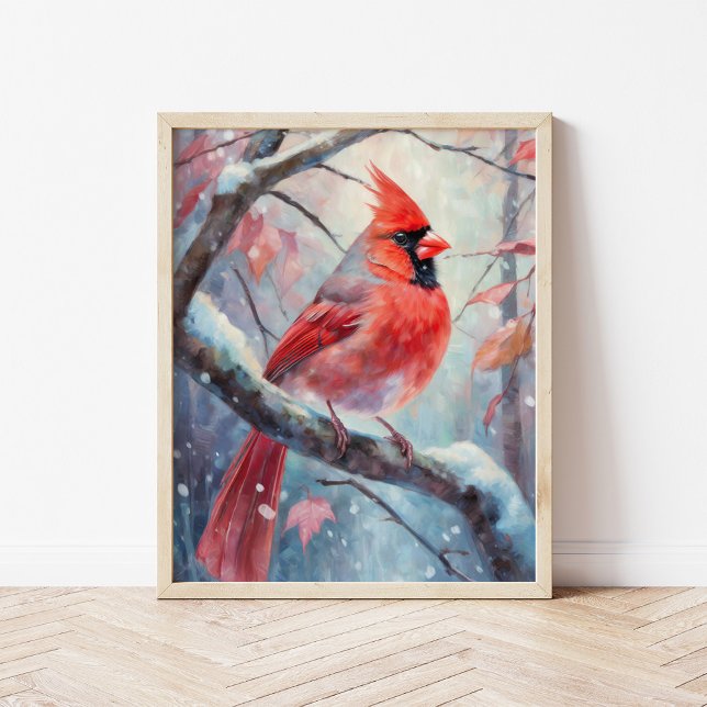 Snowy Winter Cardinal Modern Art Poster (Creator Uploaded)