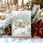 Snowy Winter Christmas Cabin Scene Postcard<br><div class="desc">Our Christmas Designs are unique and full of holiday spirit. With a variety of choices,  there is something for everyone. Our watercolor Christmas designs are the perfect way to show your holiday cheer.</div>