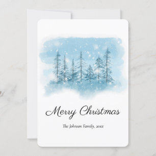 Snowy Winter Christmas Round Holiday Card