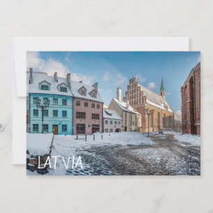 Snowy winter city center in Riga, Latvia