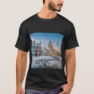 Snowy winter city center in Riga, Latvia T-Shirt