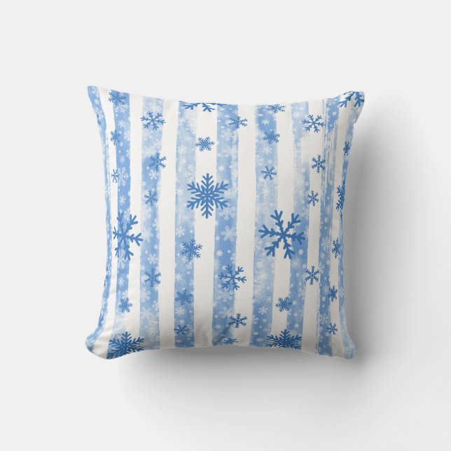 Snowy Winter Cozy Seasonal Design Throw Pillow (Front)