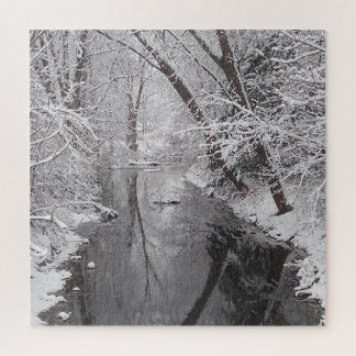 Snowy Winter Creek Tree Reflection Puzzle