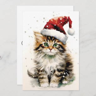 Snowy Winter day Cat Christmas Holiday Card