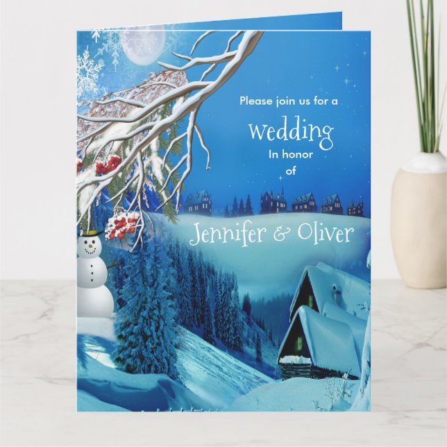 Snowy Winter Fantasy All in One Wedding Invite (Front)