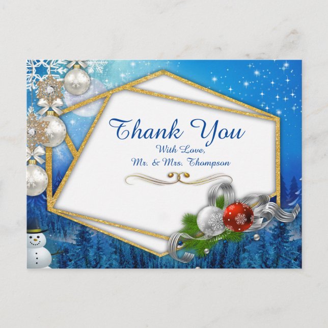 Snowy Winter Fantasy Thank You postcard (Front)