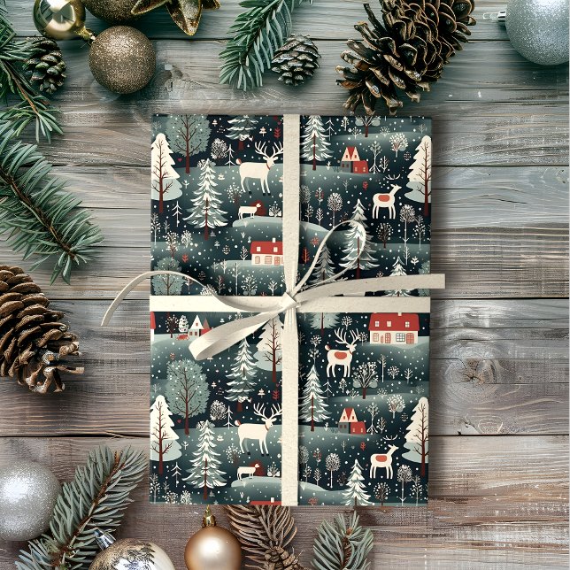 Snowy Winter Farmhouse  Wrapping Paper (Creator Uploaded)