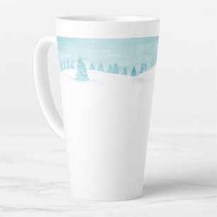 Snowy Winter Forest Landscape With Spruce Trees Latte Mug