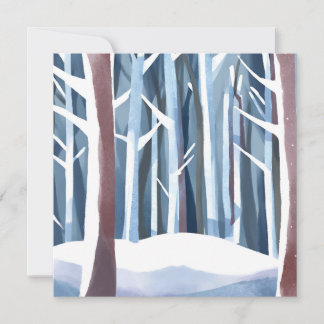 Snowy Winter Forest | Modern Simple Watercolor Card