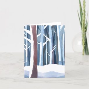 Snowy Winter Forest   Modern Simple Watercolor Holiday Card