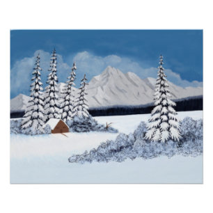 Snowy Winter Glossy Poster