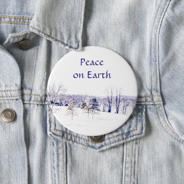 Snowy Winter Landscape 4 Inch Round Button (In Situ)