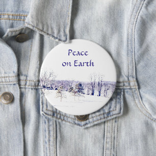 Snowy Winter Landscape 4 Inch Round Button