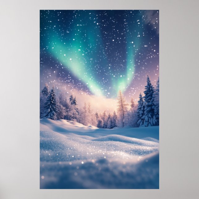 Snowy Winter Landscape Art Poster (Front)