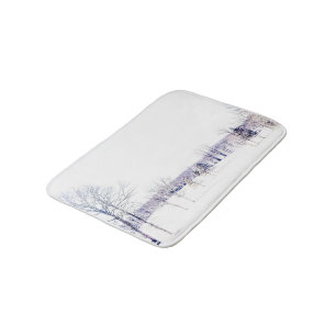 Snowy Winter Landscape Bath Mat