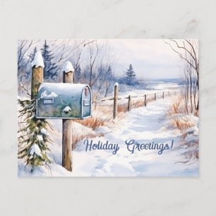 Snowy Winter Landscape Holiday Greeting Postcard