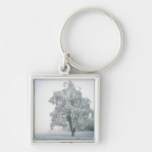 Snowy winter landscape keychain
