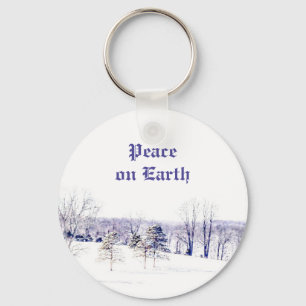 Snowy Winter Landscape Keychain