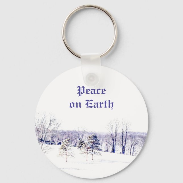 Snowy Winter Landscape Keychain (Front)