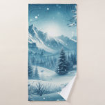 Snowy Winter Mountain Bath Towel<br><div class="desc">small animals if you see them</div>