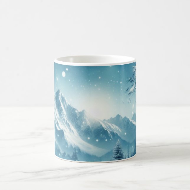Snowy Winter Mountain Coffee Mug (Center)