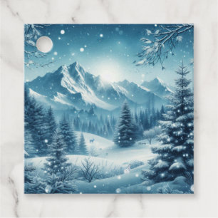 Snowy Winter Mountain Favour Tags