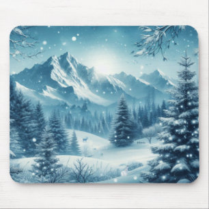 Snowy Winter Mountain Mouse Pad
